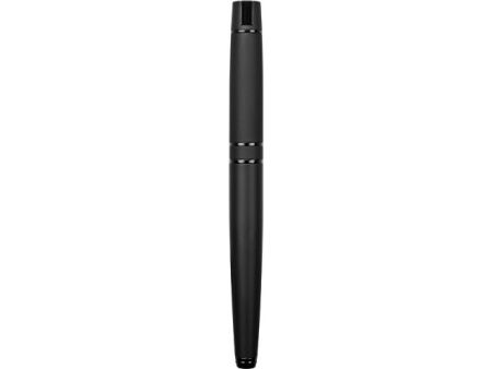 Ручка металлическая роллер Uma «VIP R GUM» soft-touch с зеркальной гравировкой, черный