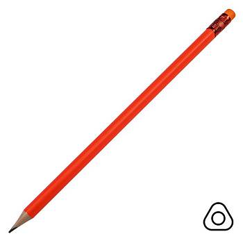 Карандаш чернографитный трехгранный TRINITY с ластиком, пластиковый, HB, оранжевый