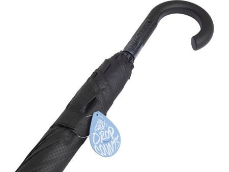 Зонт-трость «Carbon» с куполом из переработанного пластика, черный