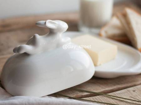 Маслёнка с кроликом, 380 мл, Белый Маслёнка с кроликом, 380 мл, Белый