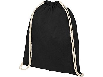 Рюкзак со шнурком Tenes из хлопка плотностью 140 г/м², черный Рюкзак со шнурком Tenes из хлопка плотностью 140 г/м², черный