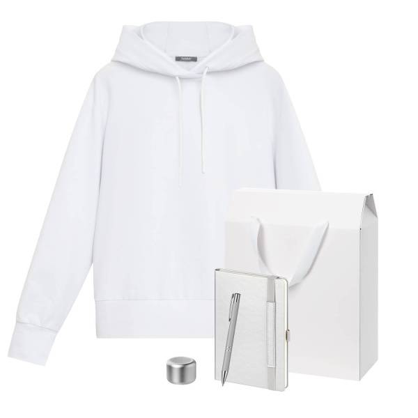 Набор с одеждой ALEX (худи, колонка, ежедневник, ручка), серебряный
