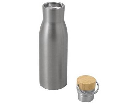 Вакуумная термобутылка с бамбуковой крышкой «Klas», 500 мл, серебристый