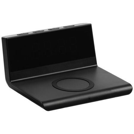 Станция беспроводной зарядки с часами Electron, ver. 2, черная Станция беспроводной зарядки с часами Electron, ver. 2, черная