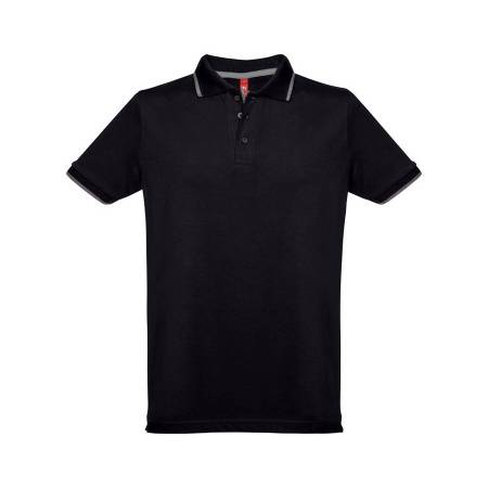 Рубашка-поло мужская SPECTRUM, к/р, белый/черный, S, 100% хлопок