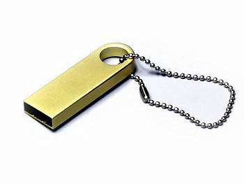 USB 2.0-флешка на 4 Гб с мини чипом и круглым отверстием, золотистый