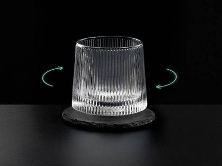 Вращающийся бокал для виски на сланцевом костере "Ventura"