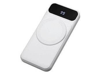 Магнитный беспроводной внешний аккумулятор со встроенными кабелями «Мэни»,быстаря зарядка, 10000 мАч, белый