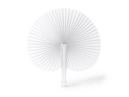 Складной круглый веер-пайпай с пластиковыми стержнями, белый Складной круглый веер-пайпай с пластиковыми стержнями, белый