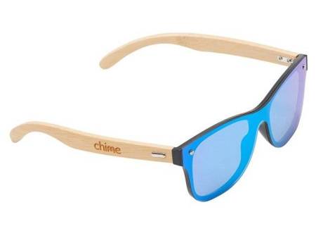 Солнцезащитные очки из бамбука с зеркальной линзой "Rockwood Motion", синий (гравировка)