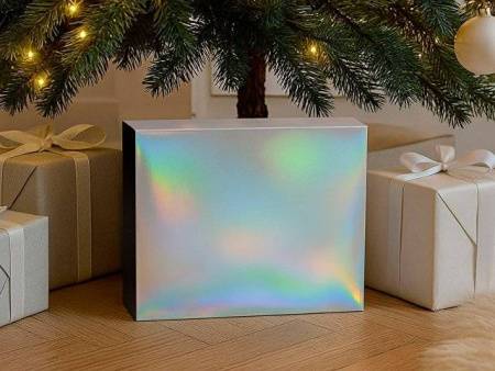 Подарочная коробка с голографическим шубером без печати "Aurora", XL, 300х235х105 мм.