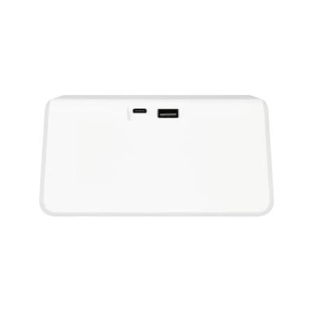 Настольные часы с подсветкой и беспроводной зарядкой 15W, Flame, белый цвет Настольные часы с подсветкой и беспроводной зарядкой 15W, Flame, белый цвет