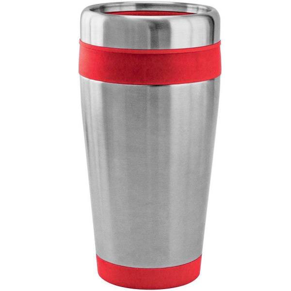 Термокружка дорожная с крышкой "Хит", 450 мл, красный, металл