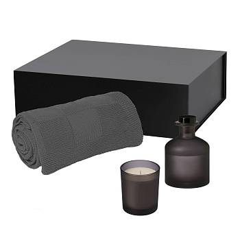 Подарочный набор Enigma, Cella, серый (свеча, диффузор, плед)