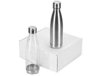 Подарочный набор из термобутылки и бутылки «Bottle set», серебристый Подарочный набор из термобутылки и бутылки «Bottle set», серебристый