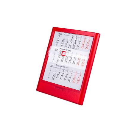 Календарь настольный на 2 года , прозрачно-красный, 12,5х16 см, пластик, тампопечать, шелкография