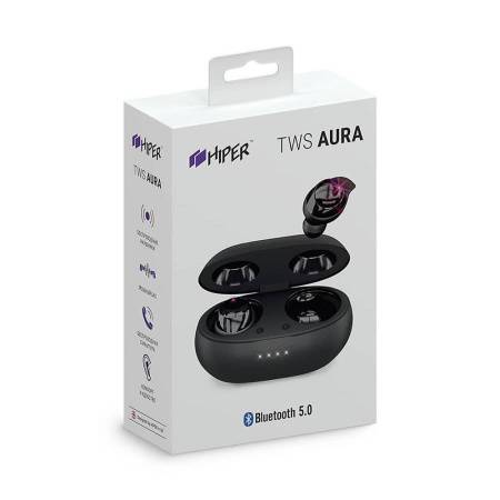 Наушники беспроводные с зарядным боксом HIPER TWS AURA, цвет черный 
