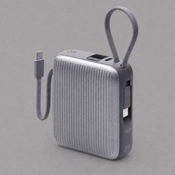 Внешний АКБ NRG Turbo Cable 10000 mAh, 22,5Вт, графит, Deppa