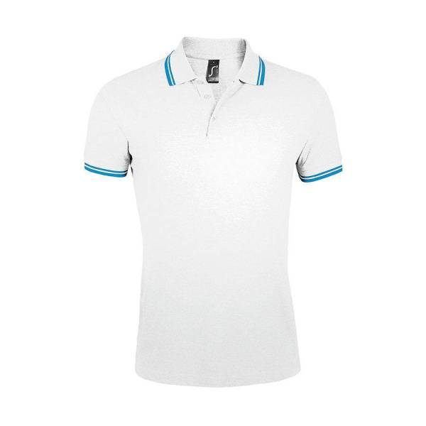 Футболка поло "Pasadena Men" белый, голубой__S, 100% х/б