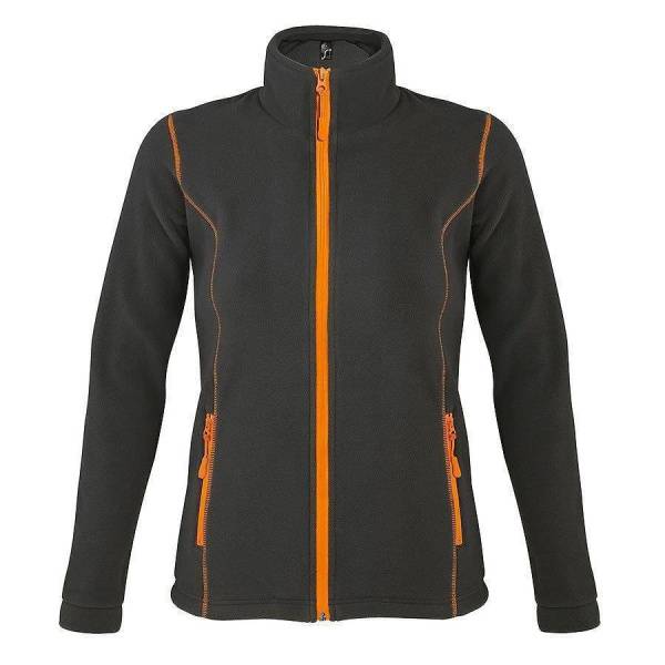 Толстовка "Nova Women", темно-серая с оранжевым_S, 100% полиэстер, флис