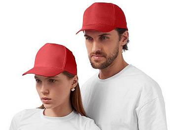 Бейсболка "Poly" 5-ти панельная 120 гр, красный