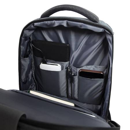 Рюкзак "Leif", темно-серый/черный, 46х32х14 см, осн. ткань:100% полиэстер, подкладка: 100% полиэстер