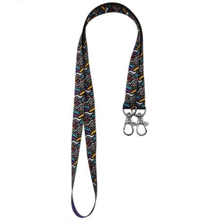 Ланъярд полноцветный Эл с двумя карабинами, 15 мм