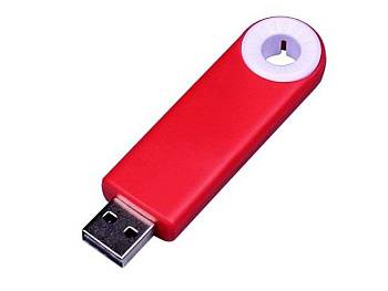USB-флешка промо на 32 Гб прямоугольной формы, выдвижной механизм, белый