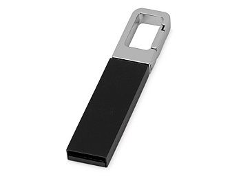 Флеш-карта USB 2.0 16 Gb с карабином "Hook", черный/серебристый Флеш-карта USB 2.0 16 Gb с карабином "Hook", черный/серебристый