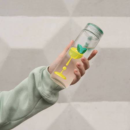 Бутылка для воды HELUX, 420 мл, стекло, прозрачный, белый