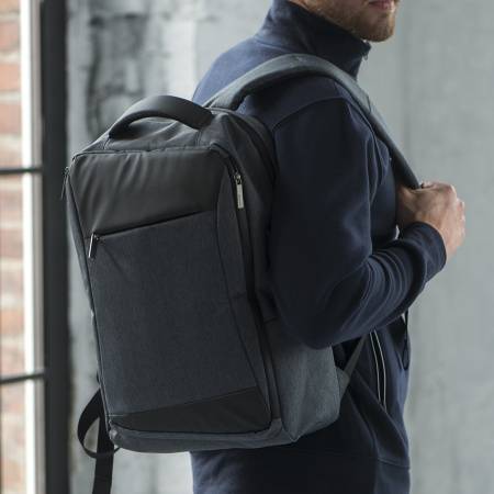 Рюкзак "Leif", темно-серый/черный, 46х32х14 см, осн. ткань:100% полиэстер, подкладка: 100% полиэстер