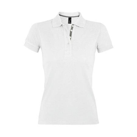 Футболка поло "Portland Women", белый, серый_S, 100% х/б