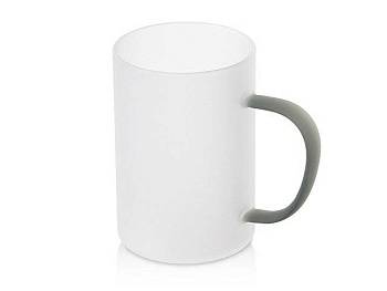 Стеклянная матовая кружка "Акцент" с цветной ручкой для сублимации, черный