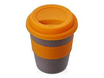 Стакан с силиконовой крышкой "Café", оранжевый