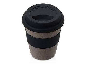 Стакан с силиконовой крышкой "Café", черный