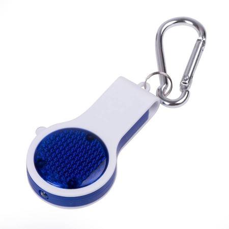 Брелок FLOYKIN со свистком, фонариком, светоотражателем  на карабине, красный с белым, 3,7х6,7х1