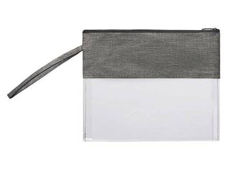 Косметичка из PVC и ткани "Leony", прозрачный/темно-серый