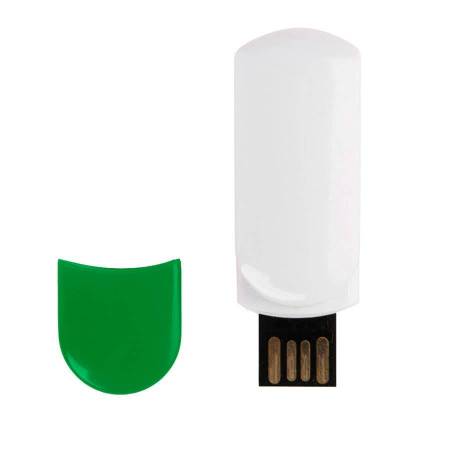 USB flash-карта "Alma" (8Гб),белый с зеленым, 6х2х1,5см,пластик