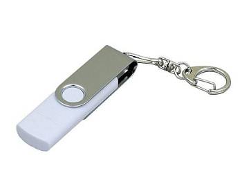 Флешка с  поворотным механизмом, c дополнительным разъемом Micro USB, 16 Гб, белый