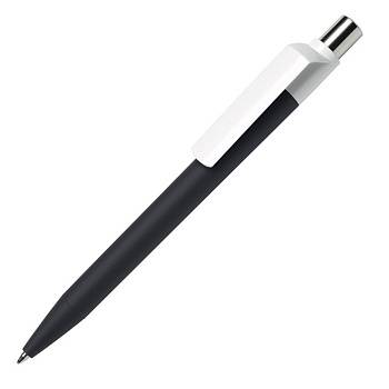 Ручка шариковая DOT, черный корпус/белый клип, soft touch покрытие, пластик Ручка шариковая DOT, черный корпус/белый клип, soft touch покрытие, пластик