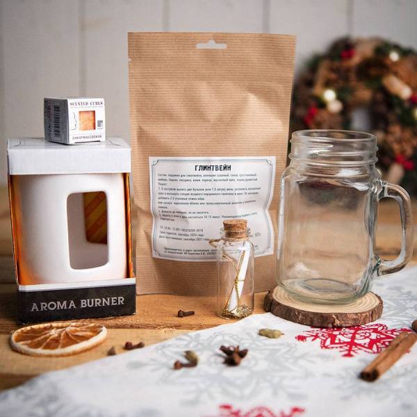 Подарочный набор INSPIRATION: аромалампа, аромакубики, кружка-банка, набор специй
