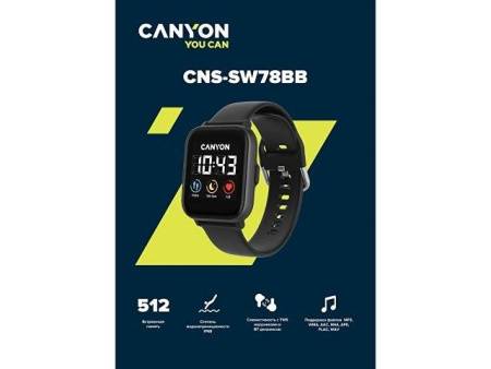 Смарт-часы со встроенным плеером Canyon SaltSW-78, черный