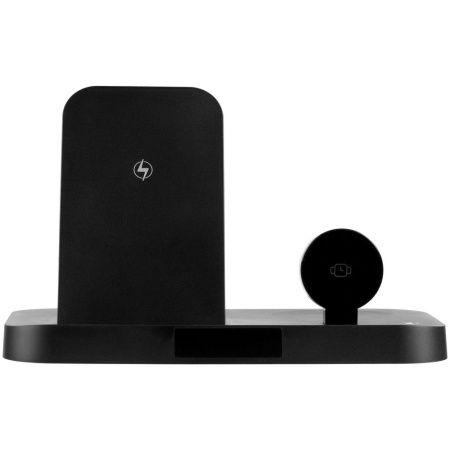 Зарядная станция с будильником Clock Nest, черная Зарядная станция с будильником Clock Nest, черная