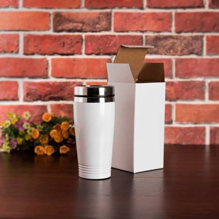 Термокружка  "WHITE" 450 мл, белый,  металл, лазерная гравировка, тампопечать