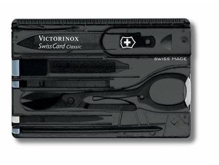 Швейцарская карточка VICTORINOX SwissCard Classic, 10 функций, полупрозрачная чёрная