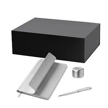 Подарочный набор Passion, Molto, серебряный (колонка, ежедневник, ручка)