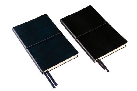 Ежедневник недатированный Save , A5, темно-синий,  рециклированная кожа, кремовый блок, подарочная