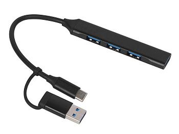 USB-хаб «Link» с коннектором 2-в-1 USB-C и USB-A, 2.0/3.0, черный USB-хаб «Link» с коннектором 2-в-1 USB-C и USB-A, 2.0/3.0, черный