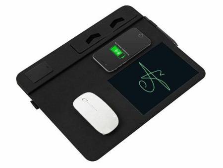 Многофункциональный коврик для мыши «Multi Pad» с беспроводной зарядкой и LCD экраном, 10 Вт, серый