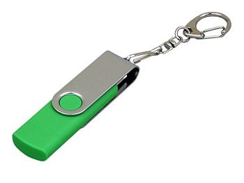 Флешка с поворотным механизмом, c дополнительным разъемом Micro USB, 64 Гб, зеленый Флешка с поворотным механизмом, c дополнительным разъемом Micro USB, 64 Гб, зеленый